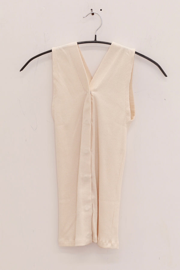 BASERANGE France organic cotton V-neck vest camisole BAS-TOTVS-RC-SU25-UNDYED